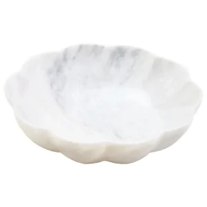 Zoro Large White Marble Scalloped Bowl