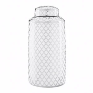 Clearance-Renne Silver & White Pattern Jar-2 Sizes Available